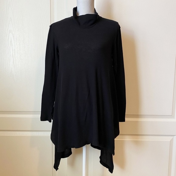Free People We The Free Lightweight Ribbed Mock Neck Shark Bite Hem Top Small - Picture 1 of 9